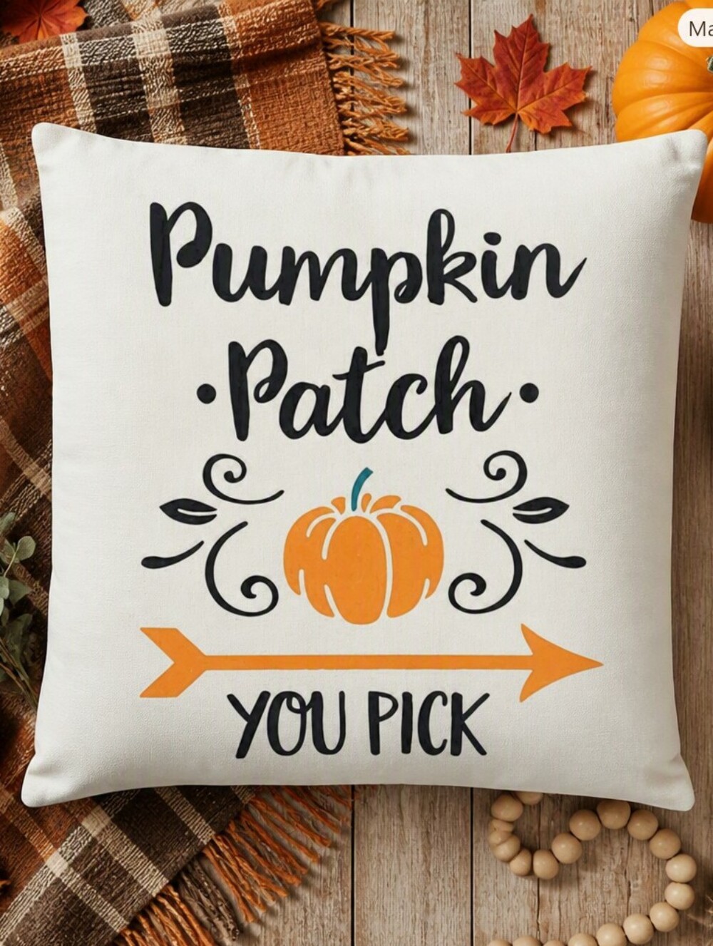 Fall Pumpkin Patch Pillow Cover 18x18 Farmhouse Rustic Autumn Decor NWOT